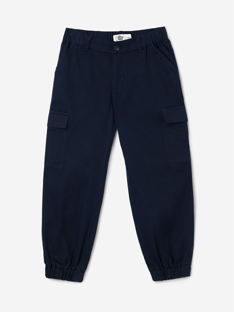 Solids: Twilight Blue Girls Cotton Joggers (2-8 Yrs)