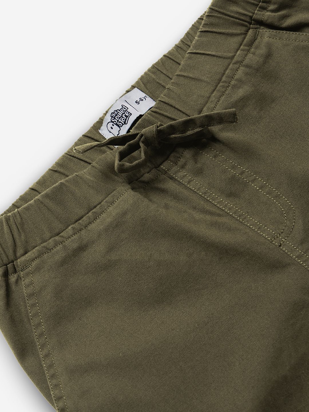 Solids: Olive Green Boys Cargo Joggers (2-8 Yrs)