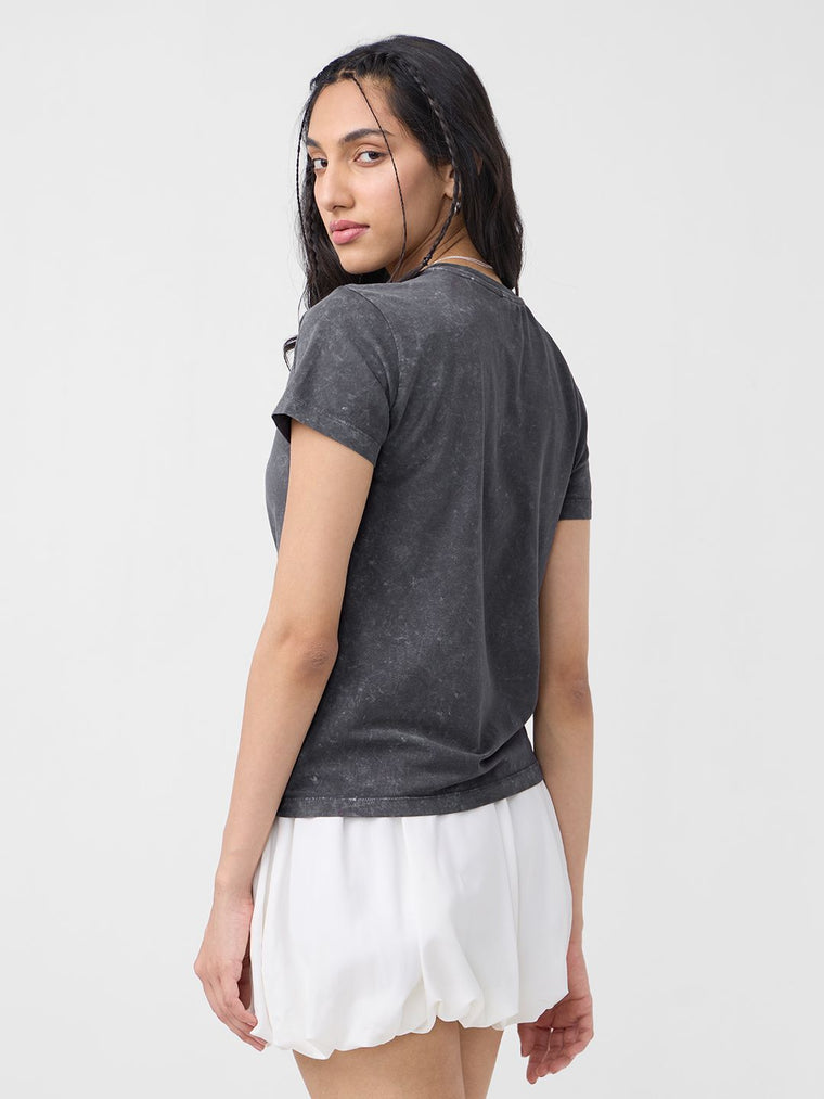 Vintage Solids: Charcoal Grey Women Regular T-Shirts
