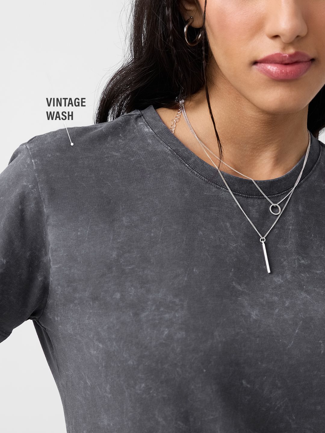 Vintage Solids: Charcoal Grey Women Regular T-Shirts