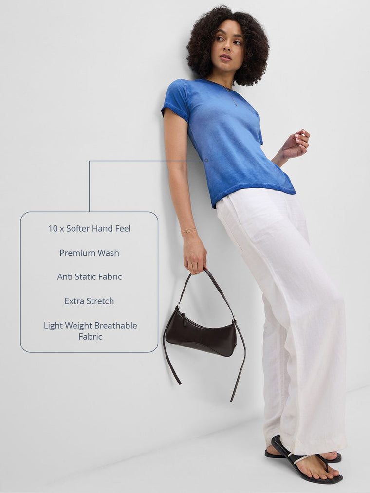 Vintage Solids: Electric Blue Women Regular T-Shirts