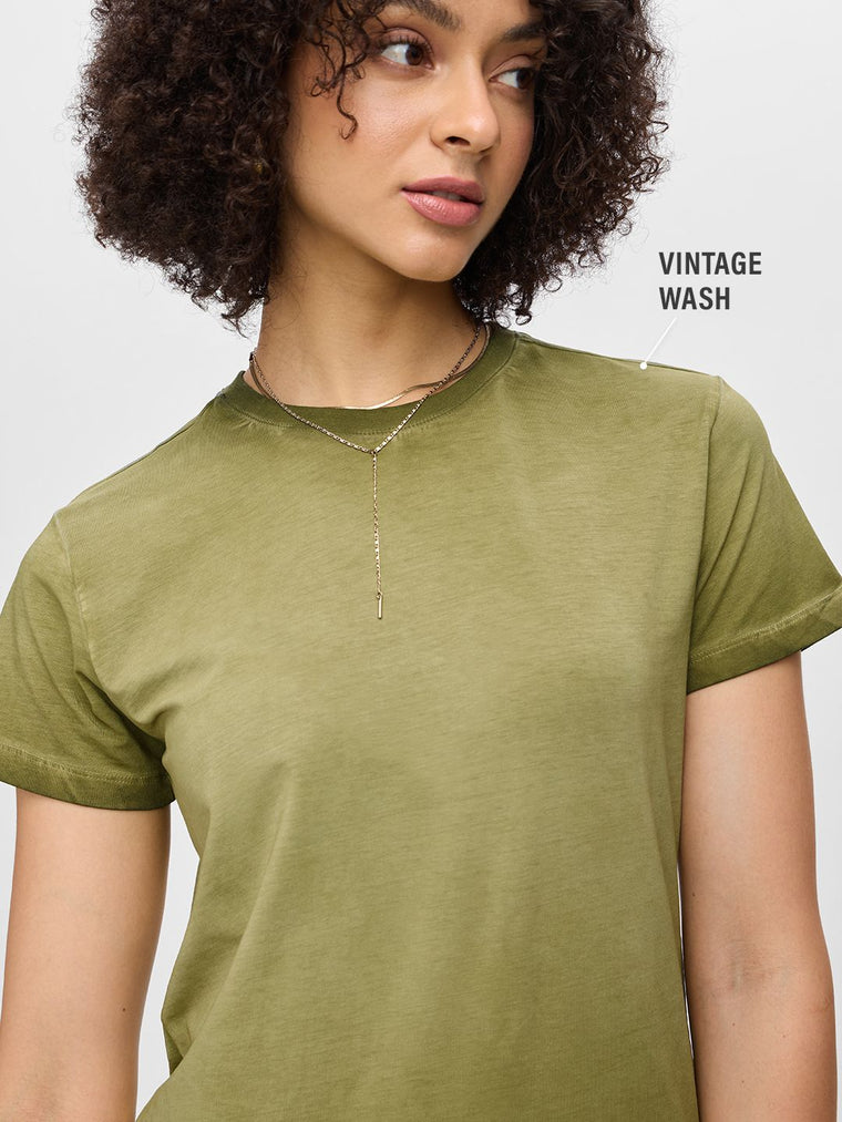 Vintage Solids: Fern Green Women Regular T-Shirts