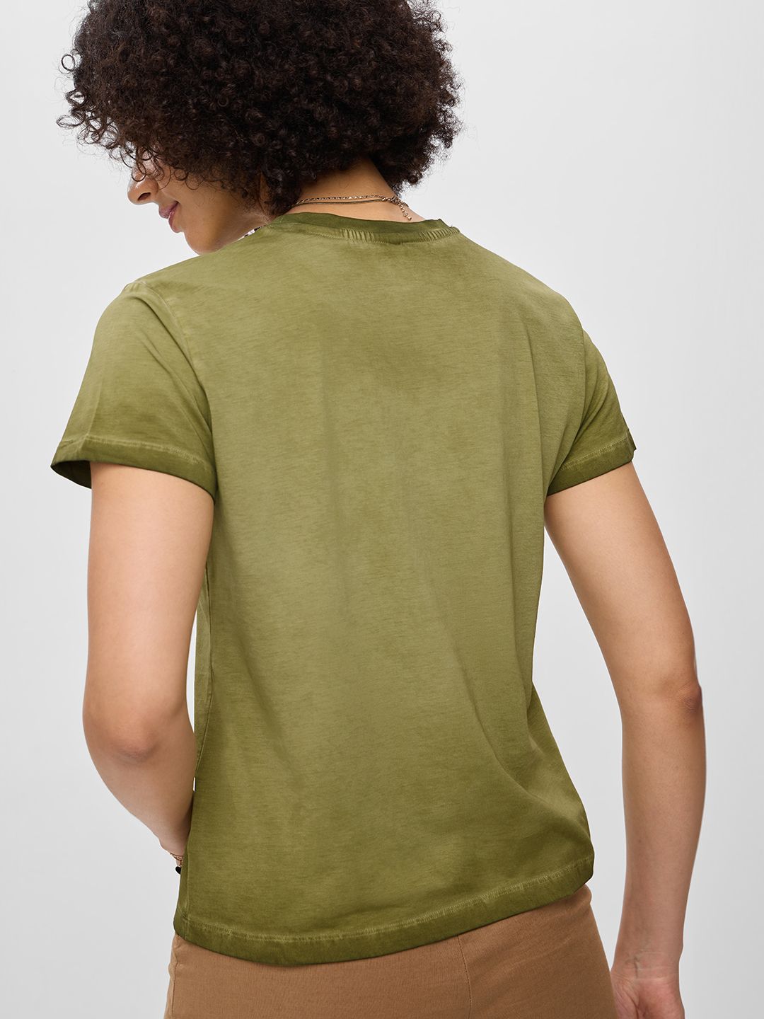 Vintage Solids: Fern Green Women Regular T-Shirts