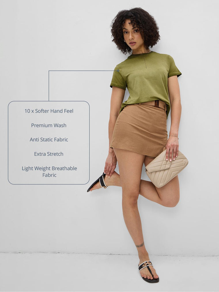 Vintage Solids: Fern Green Women Regular T-Shirts