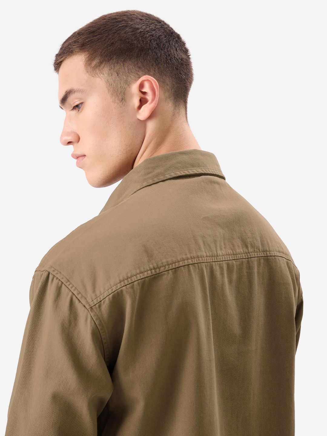Solids: Brown Men Utility Shirts
