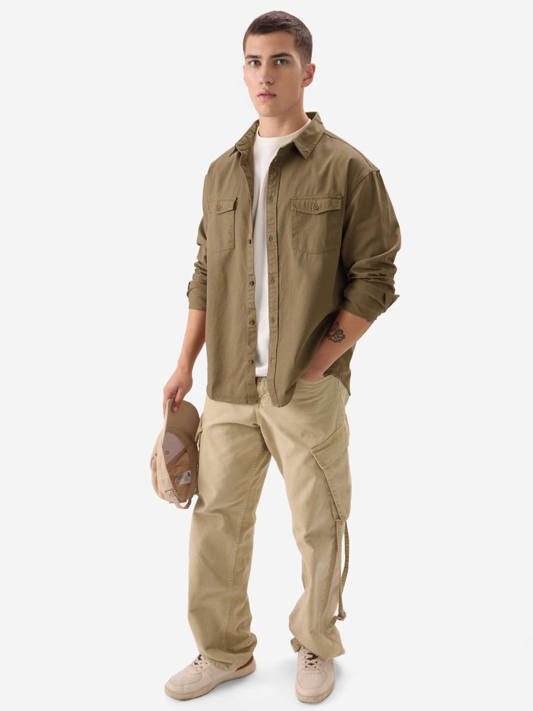 Solids: Brown Men Utility Shirts