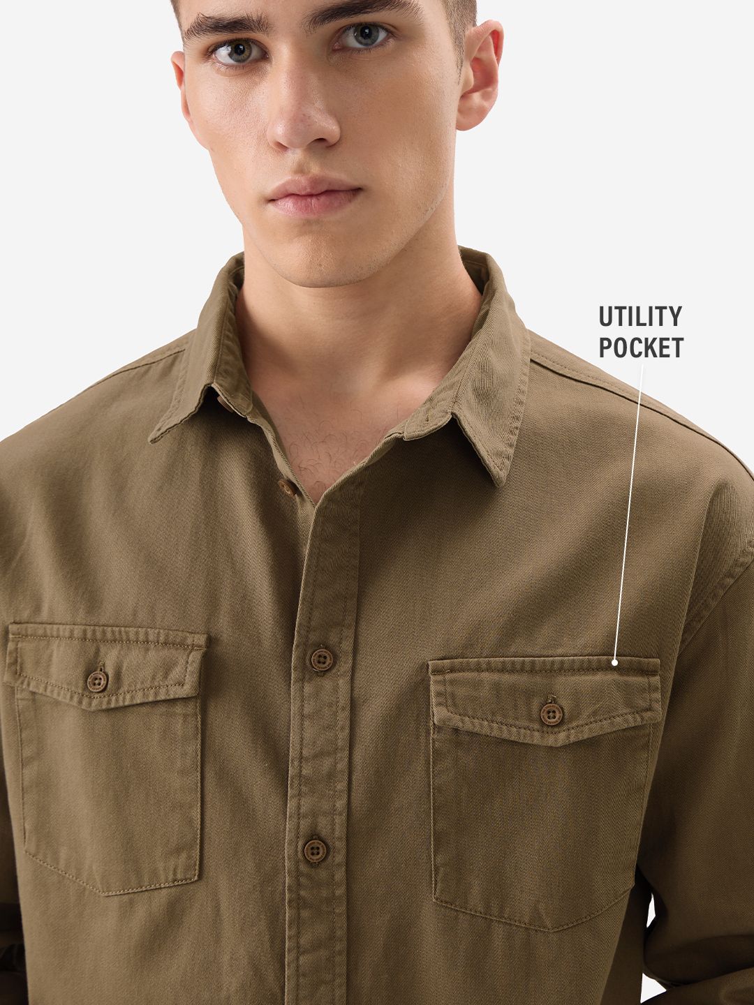Solids: Brown Men Utility Shirts