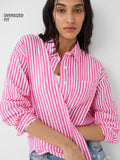 Stripe Shirt: Rose Women Oversized Shirts