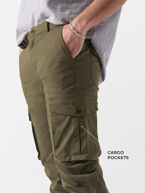 Solids: Olive Drab Men Cargo Pants