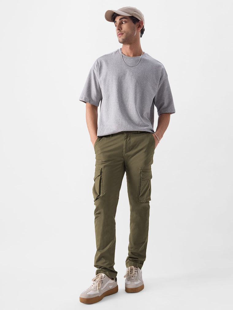 Solids: Olive Drab Men Cargo Pants