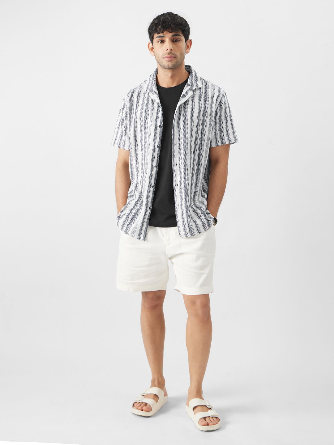 TSS Originals: Monochrome Stripes Men Textured Shirts