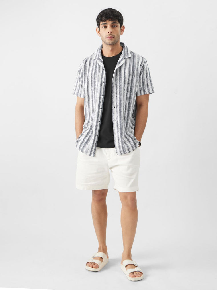TSS Originals: Monochrome Stripes Men Textured Shirts