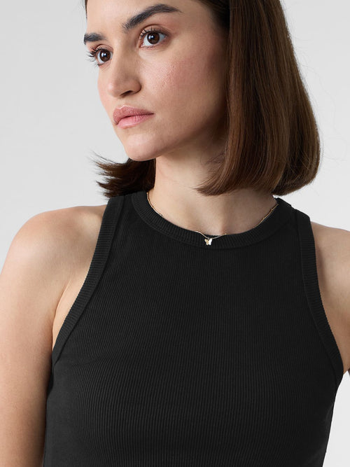 Ribbed Tank Top: Onyx Women Knit Tops