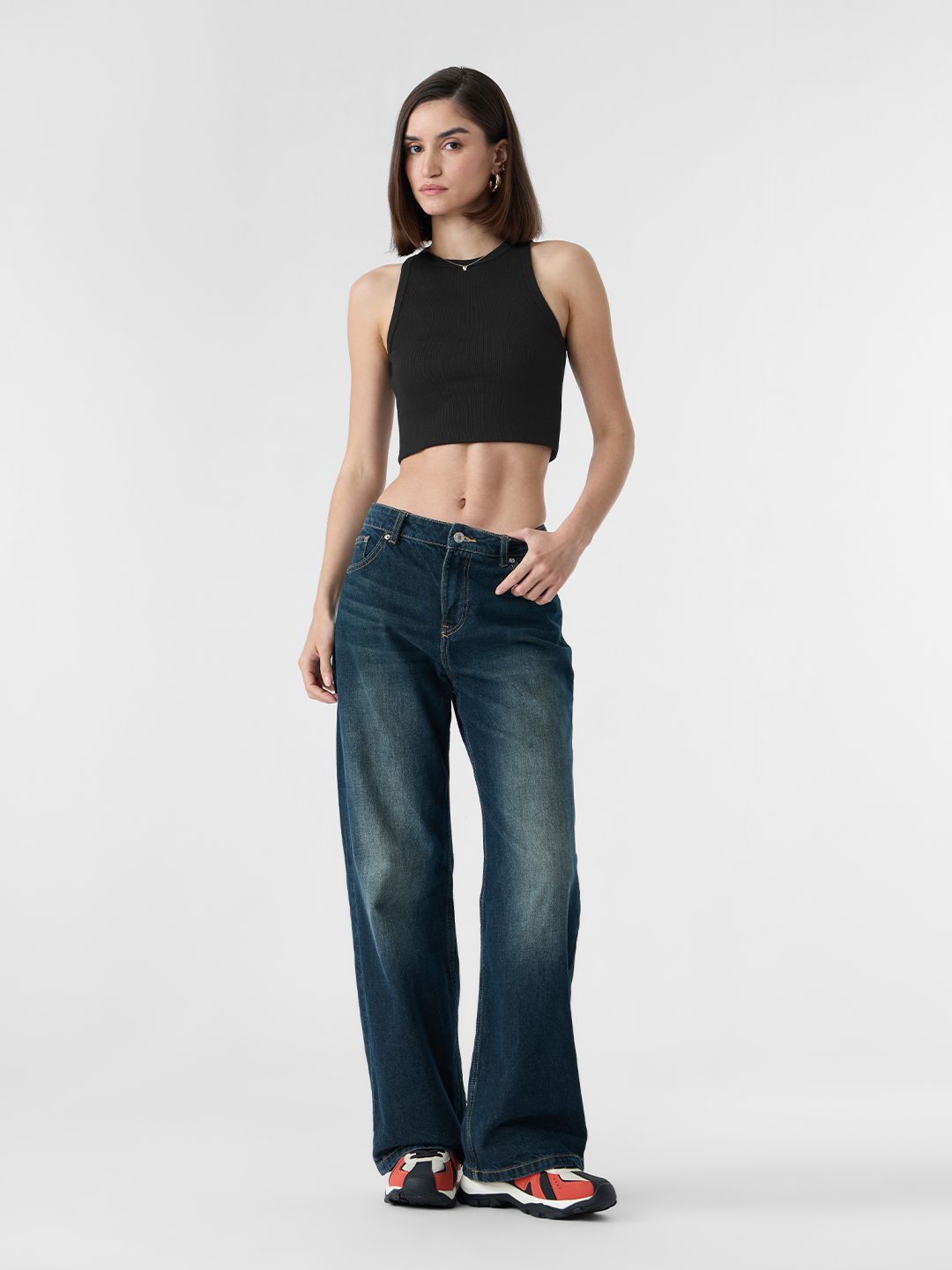 Ribbed Tank Top: Onyx Women Knit Tops