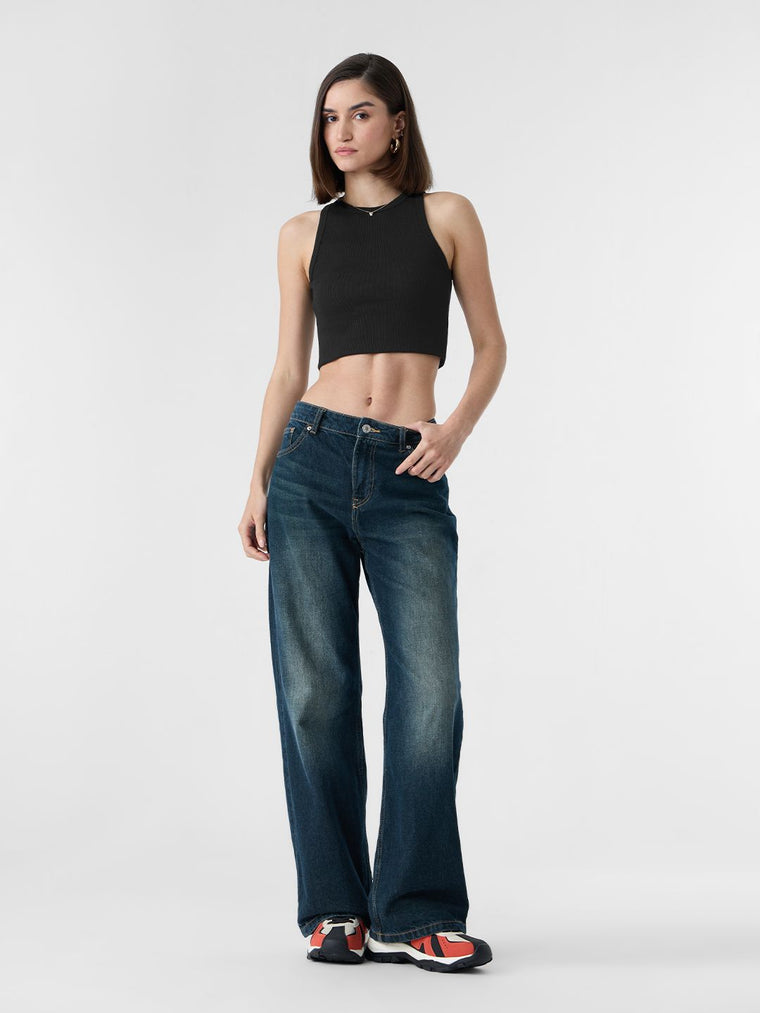 Ribbed Tank Top: Onyx Women Knit Tops