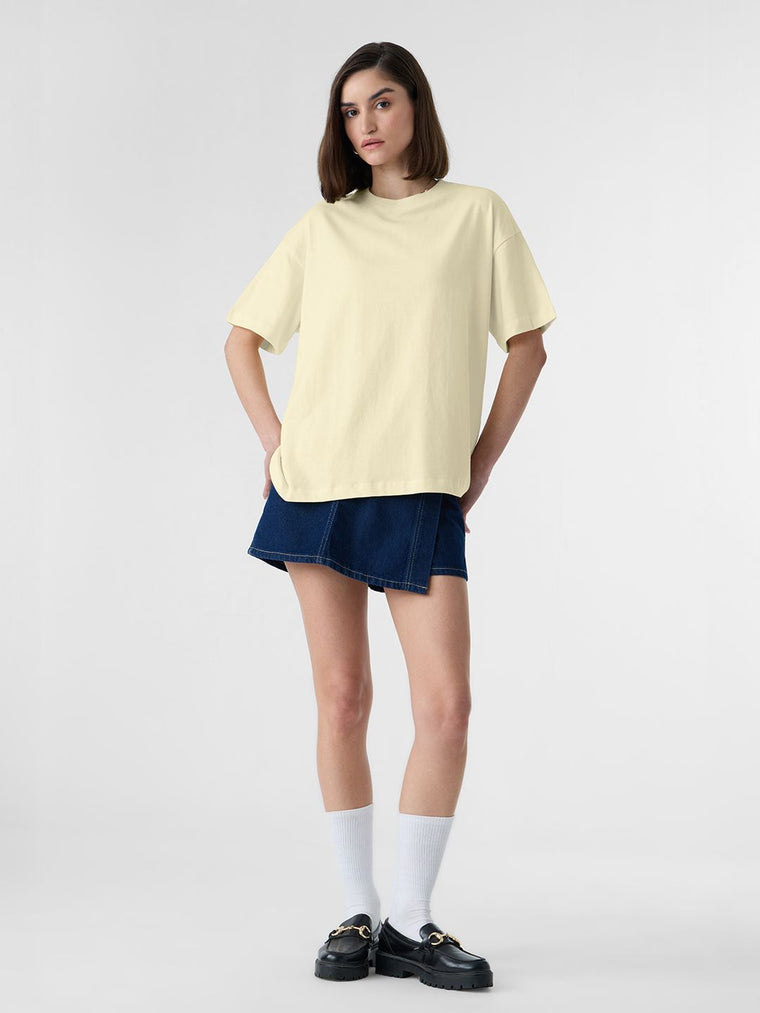 Street Solids: Classic Cream Women Oversized T-Shirts