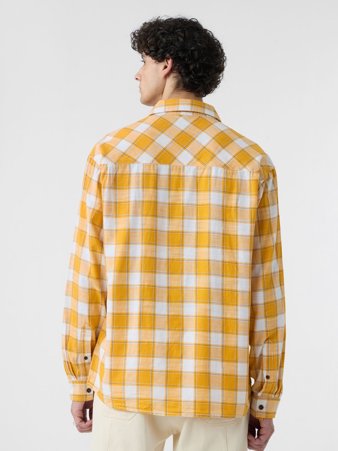 Plaid: Amber Gold Men Relaxed Shirts