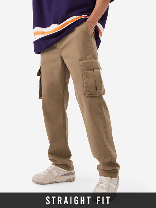 Solids: Deep Tan Men Cargo Pants