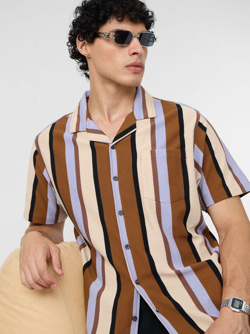 Stripes: Rust, Purple, Yellow Knit Shirts