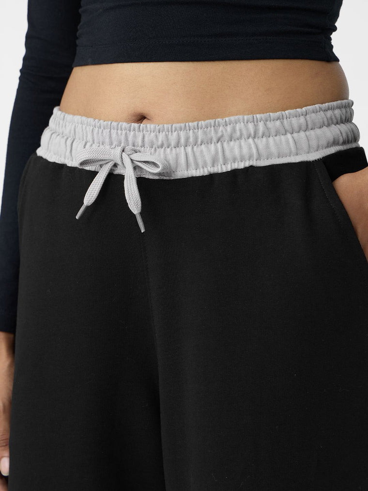 Core Solid Joggers: Black Oyster Women Straight Joggers
