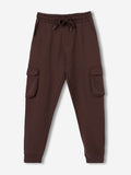 Solids: Choco Brown Boys Cargo Joggers (2-8 Yrs)