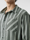 Textured Stripes: Grey Men Relaxed Shirts