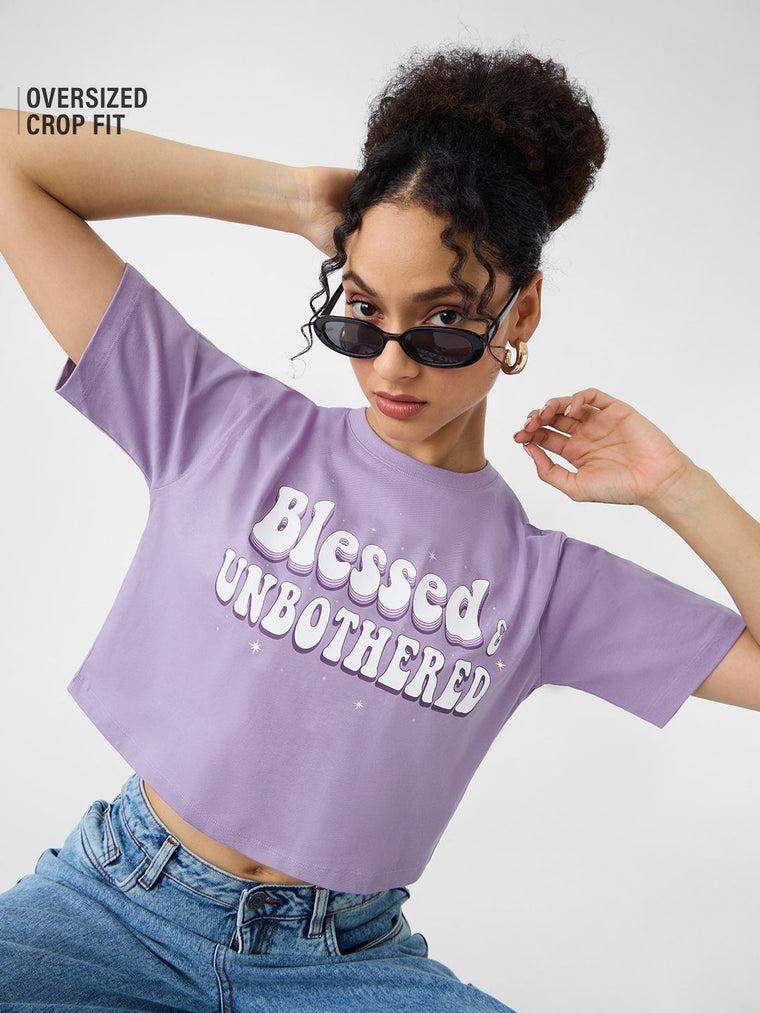 TSS Originals: Blessed And Unbothered Women Oversized Cropped T-Shirts