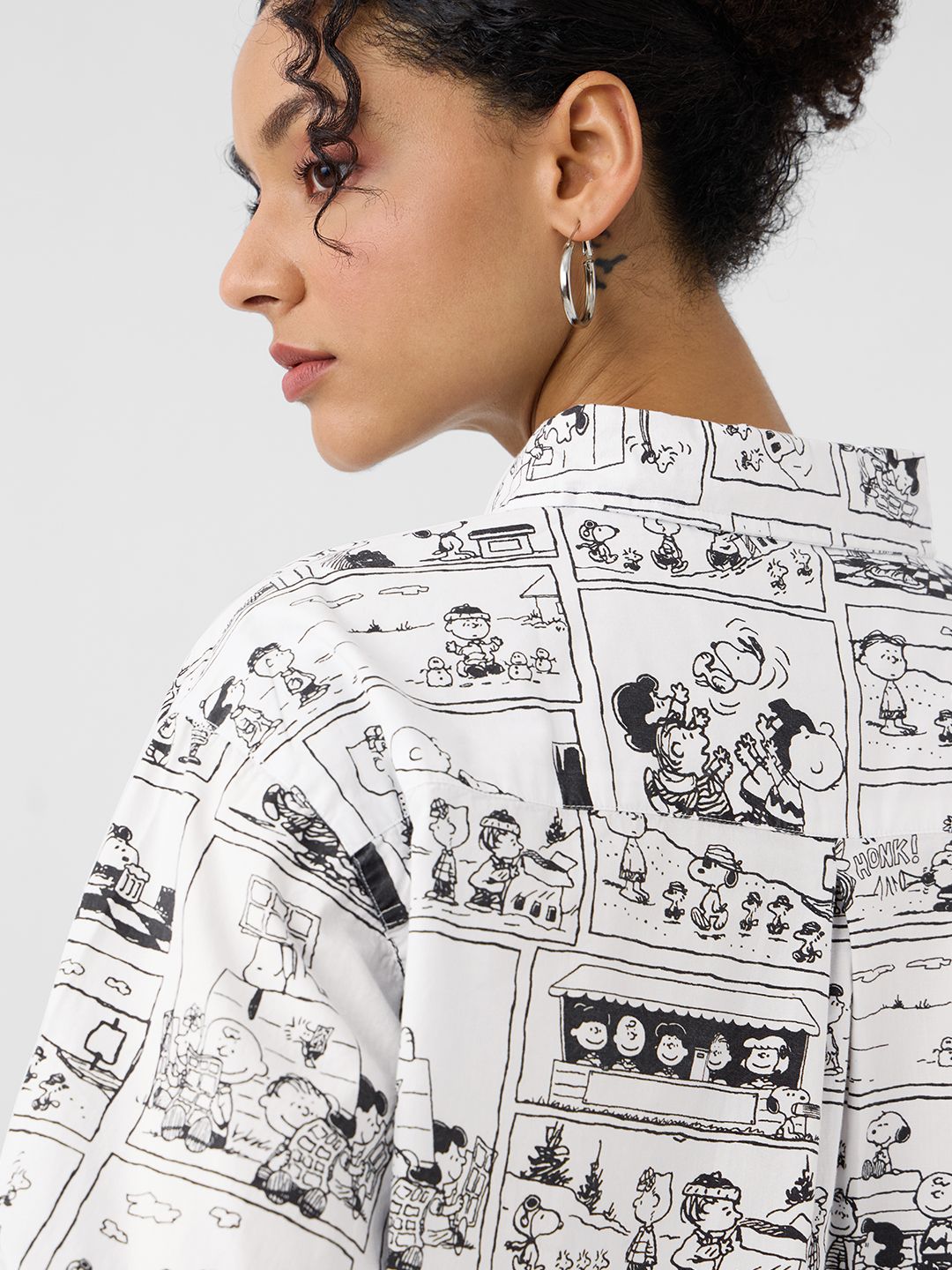 Peanuts: Comic Print Women Oversized Shirts