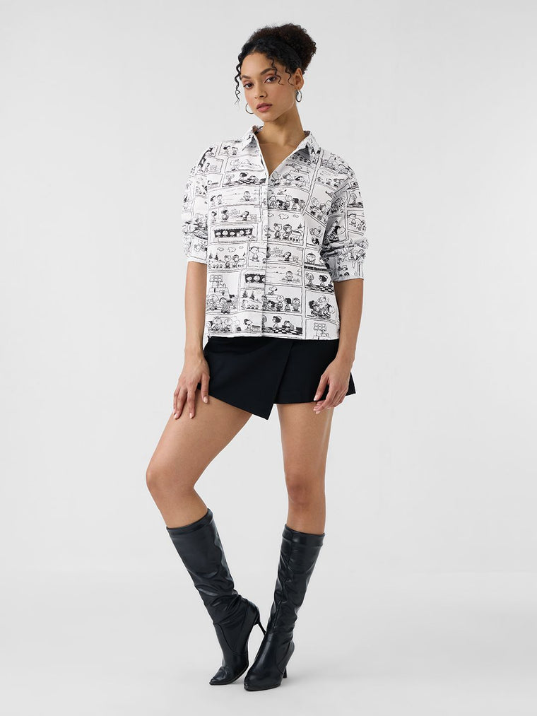 Peanuts: Comic Print Women Oversized Shirts