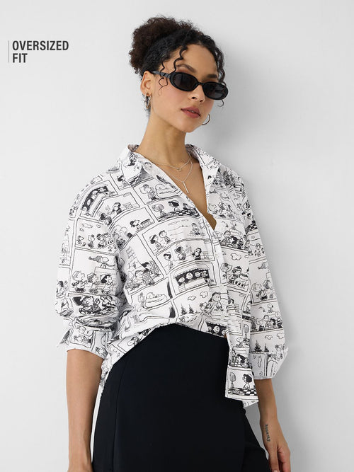 Peanuts: Comic Print Women Oversized Shirts
