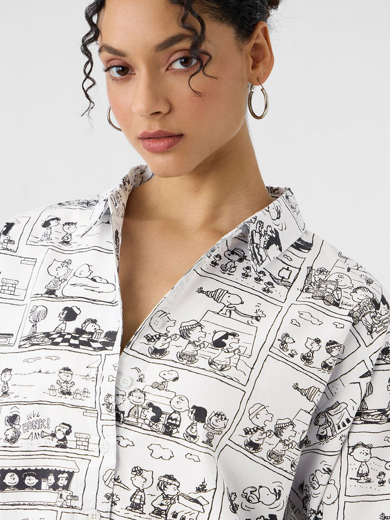 Peanuts: Comic Print Women Oversized Shirts