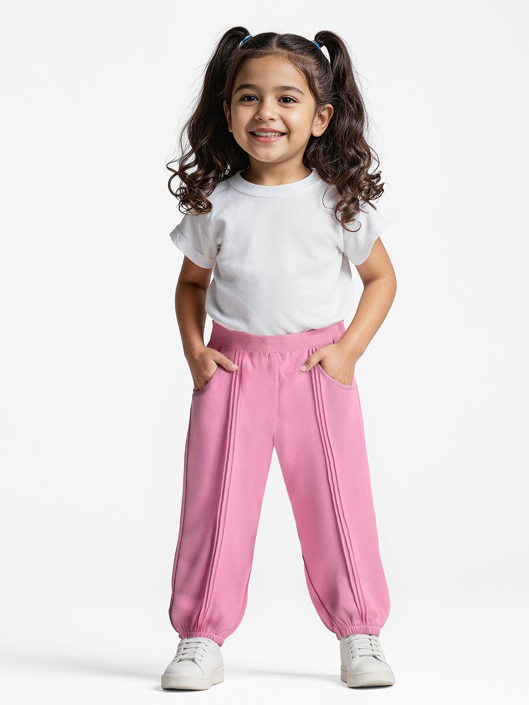 Solid Joggers: Rosy Pink Girls Cotton Joggers (2-8 Yrs)