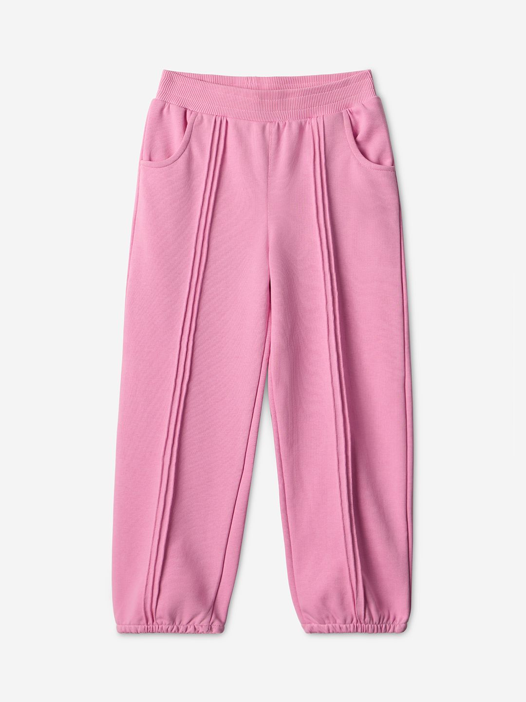 Solid Joggers: Rosy Pink Girls Cotton Joggers (2-8 Yrs)