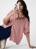Textured Shirt: Rose Pink Women Oversized Shirts