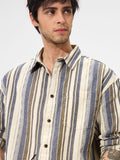Stripes: Blue Dune Men Textured Shirts