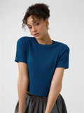 Ribbed T-shirt: Azure Women Fitted T-Shirts