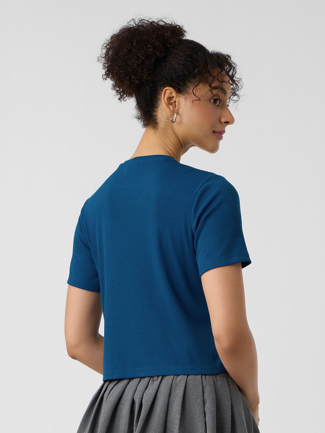 Ribbed T-shirt: Azure Women Fitted T-Shirts
