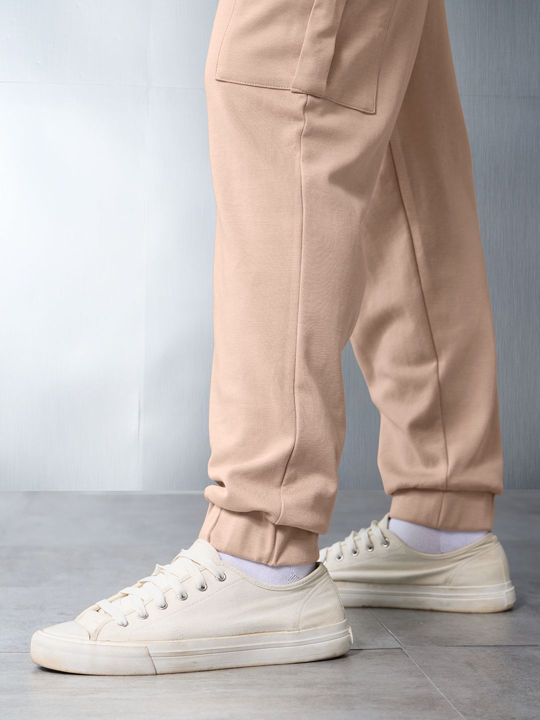 Solids: Coffee Cream Men Cargo Joggers