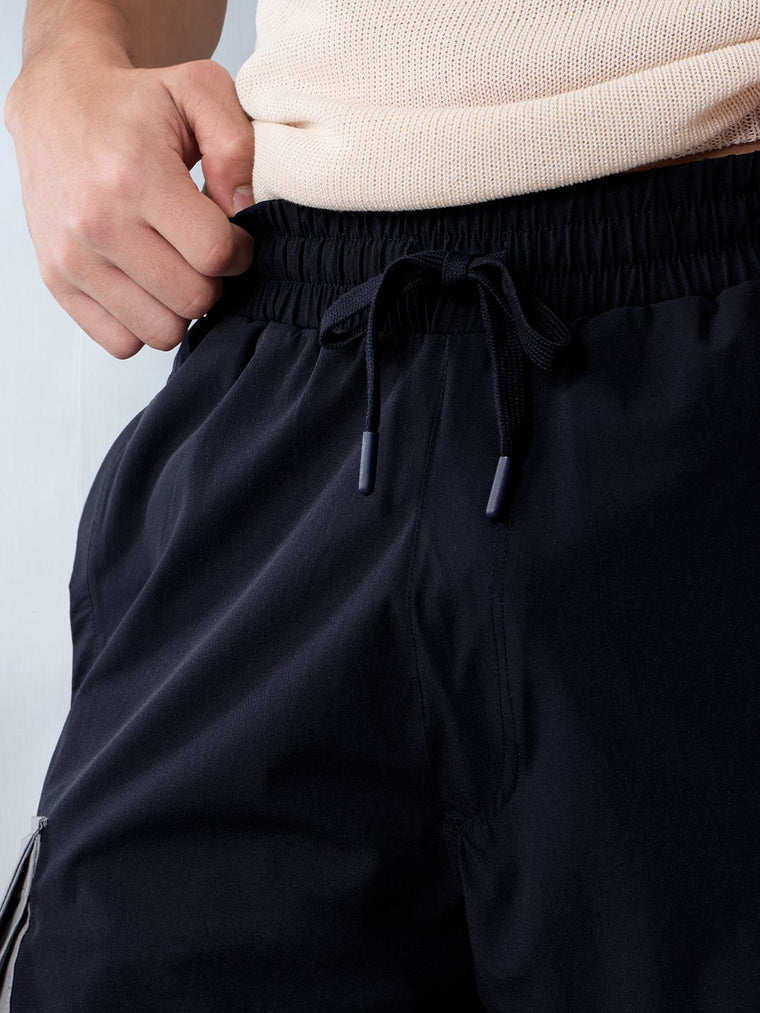 Solids: Navy Blue And Grey Men Parachute Pants