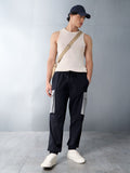 Solids: Navy Blue And Grey Men Parachute Pants