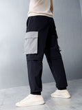 Solids: Navy Blue And Grey Men Parachute Pants