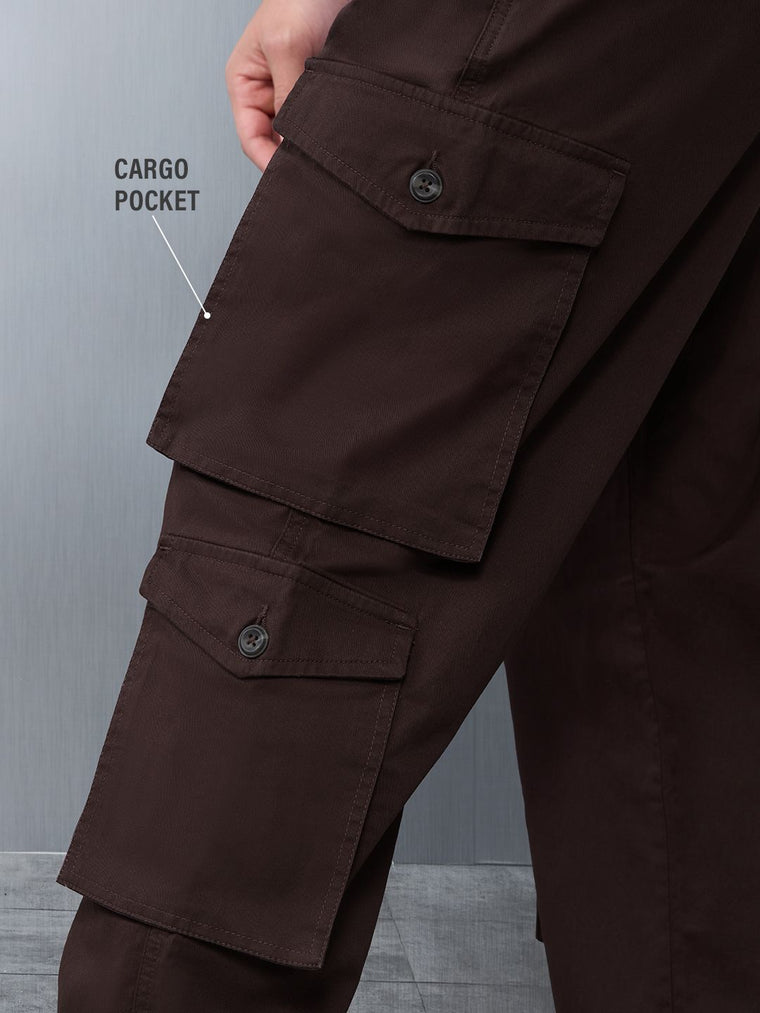 Solids: Rich Brown Men Cargo Pants