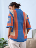 Open Knit Shirt: Carnelian Women Oversized Shirts