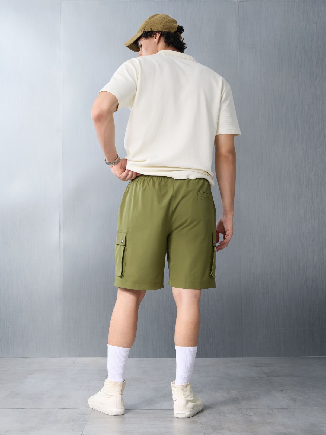 Solids: Military Olive Men Cargo Shorts
