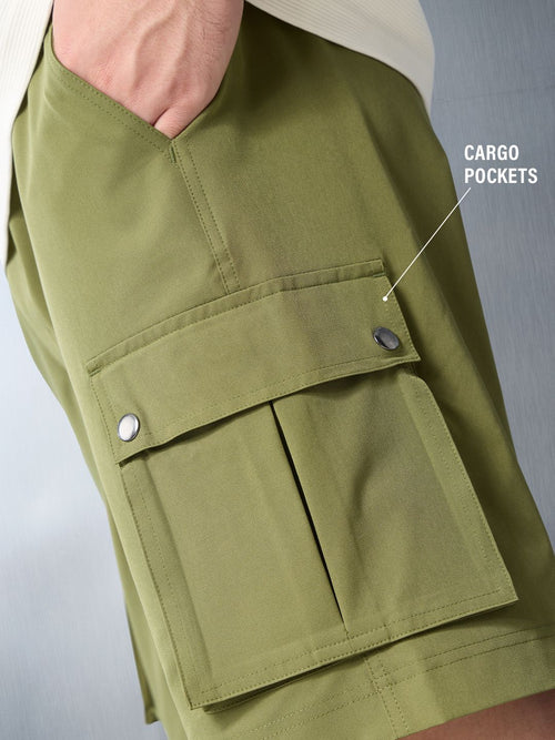 Solids: Military Olive Men Cargo Shorts