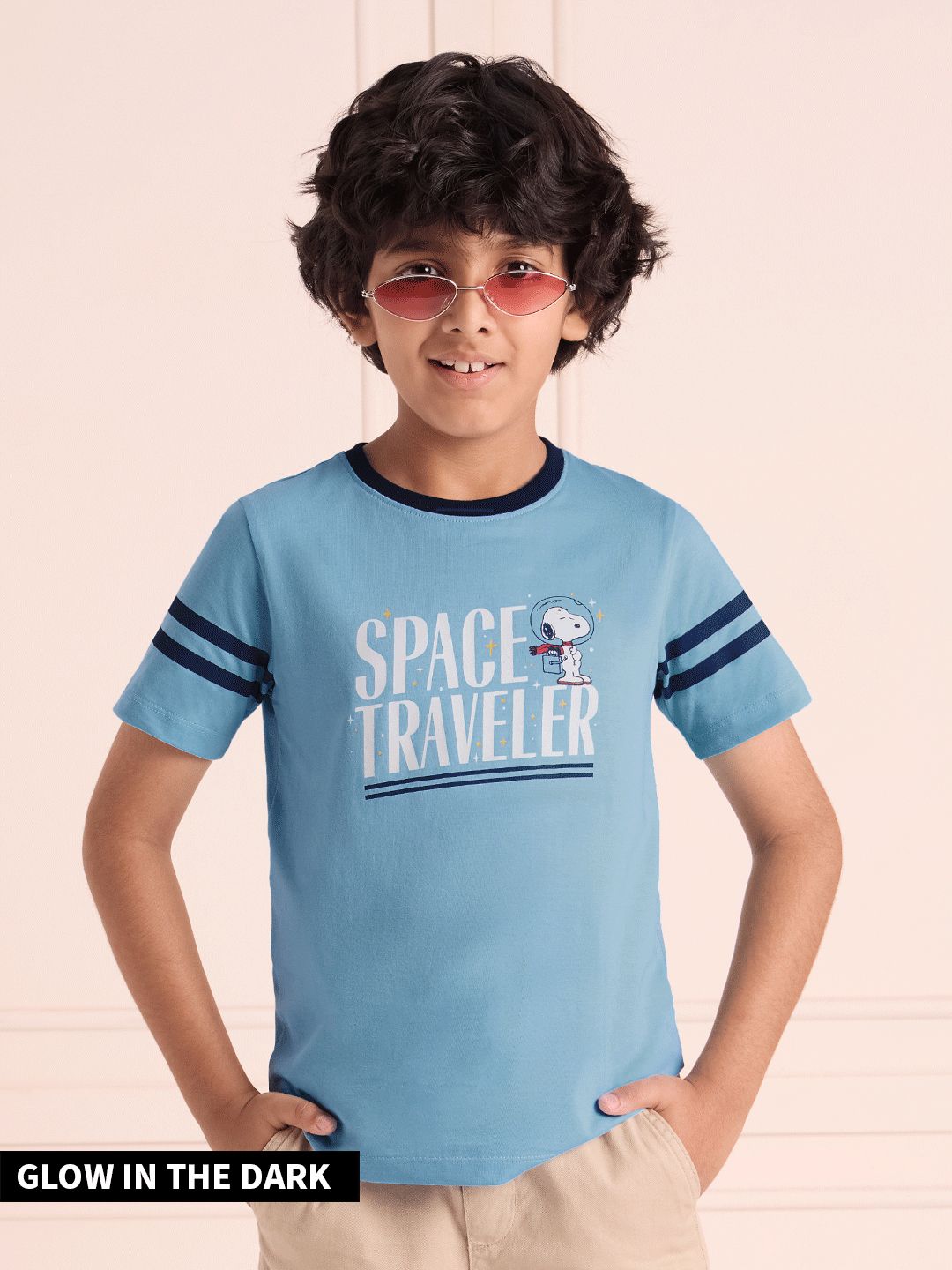 Space Traveller: Glow In The Dark Boys Cotton T-Shirts (2-8 Yrs)