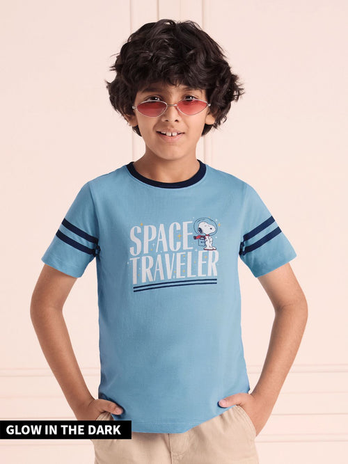 Space Traveller: Glow In The Dark Boys Cotton T-Shirts (2-8 Yrs)