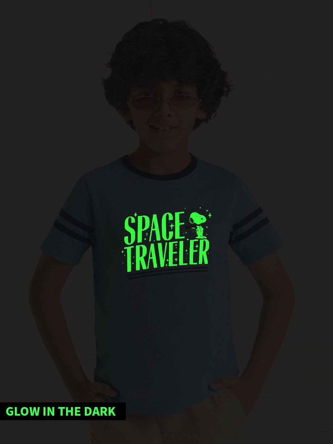 Space Traveller: Glow In The Dark Boys Cotton T-Shirts (2-8 Yrs)