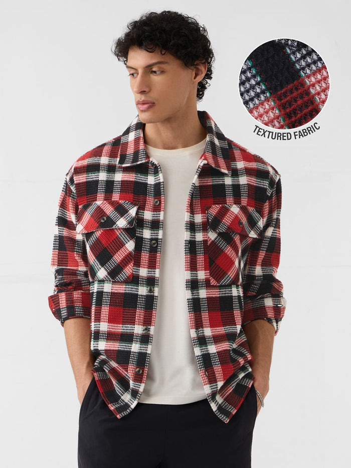 Plaid Shacket: Volcano Men Shackets