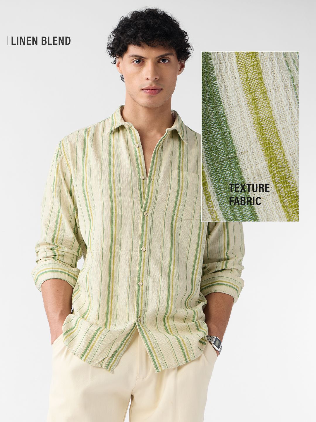 Cotton Linen Stripes: Meadow Cotton Linen Shirts